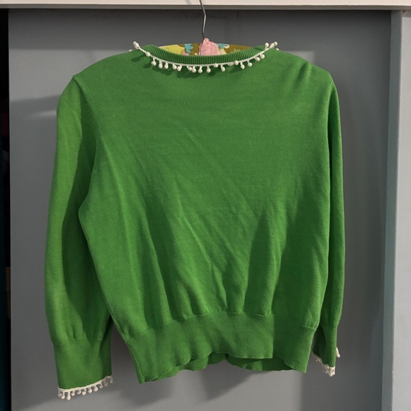 Green Pom Pom Accent Cardigan - Picture 6 of 6